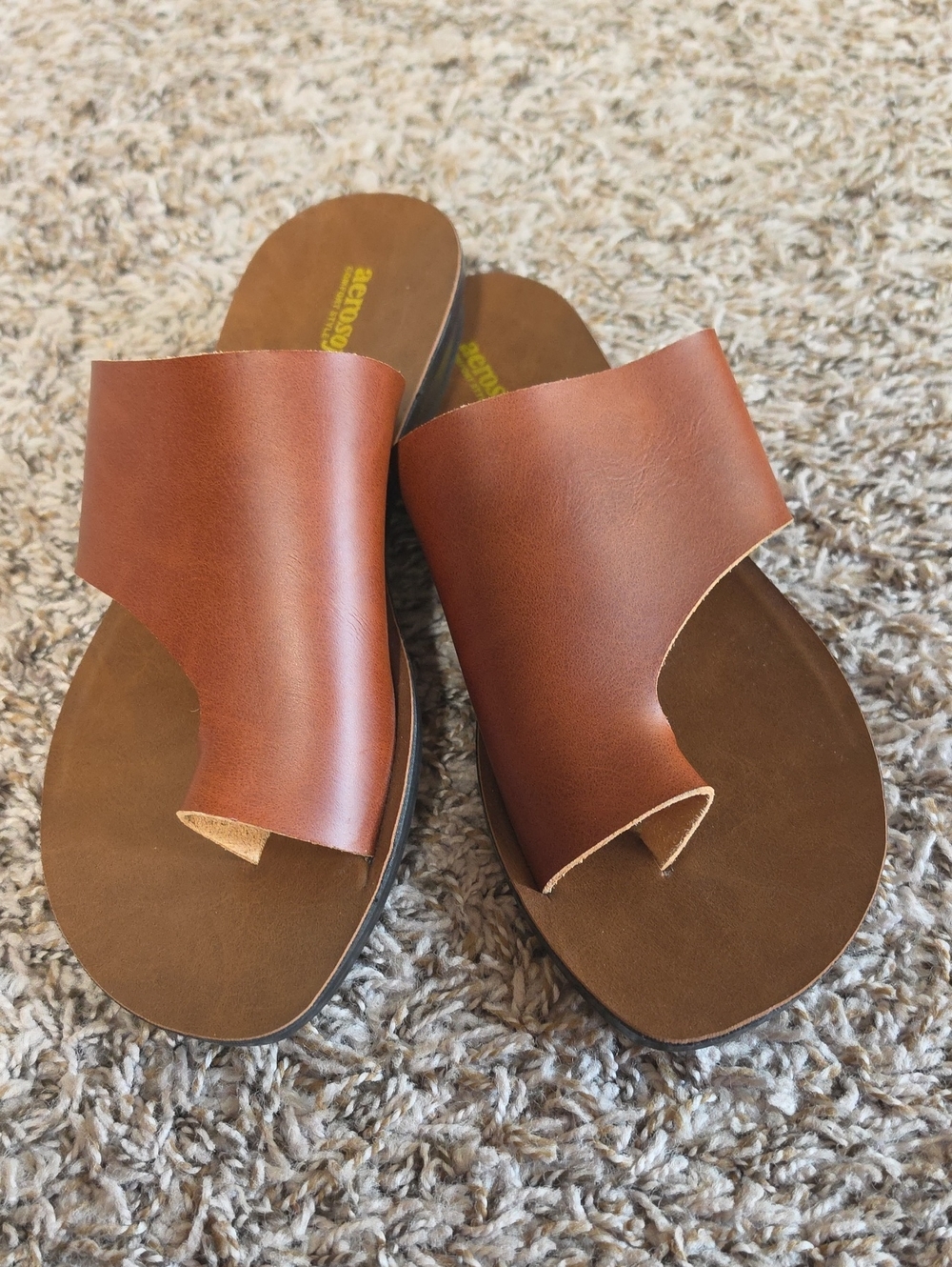 Aerosoft - Women's Brown Leather Slide Sandals